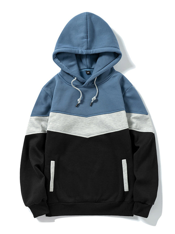 Men's casual color block and contrast fashion hooded sweatshirt - FashionistaDeal