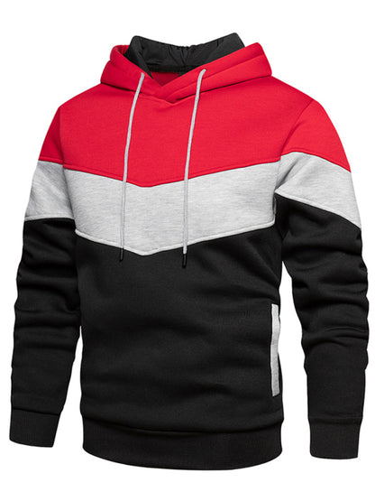 Men's casual color block and contrast fashion hooded sweatshirt - FashionistaDeal