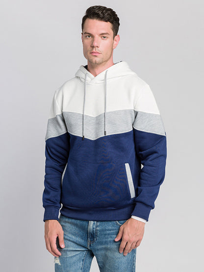 Men's casual color block and contrast fashion hooded sweatshirt - FashionistaDeal