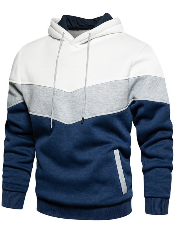 Men's casual color block and contrast fashion hooded sweatshirt - FashionistaDeal