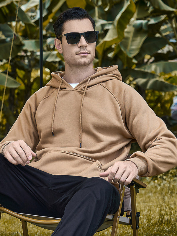 Men's casual solid color fashion hooded sweatshirt - FashionistaDeal