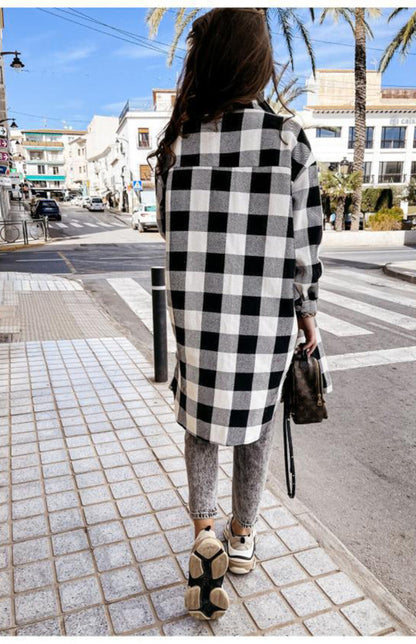 Women'S Long Plaid Shirt, Large Coat - FashionistaDeal