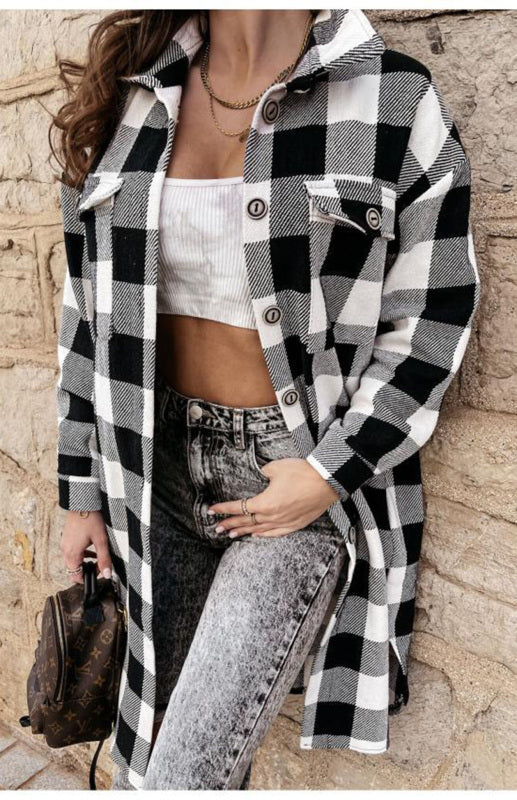 Women'S Long Plaid Shirt, Large Coat - FashionistaDeal