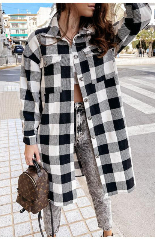 Women'S Long Plaid Shirt, Large Coat - FashionistaDeal