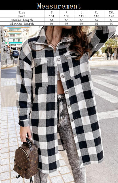 Women'S Long Plaid Shirt, Large Coat - FashionistaDeal