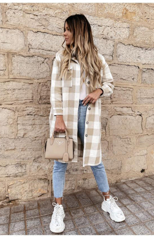 Women'S Long Plaid Shirt, Large Coat - FashionistaDeal