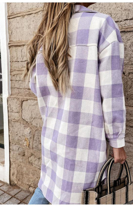 Women'S Long Plaid Shirt, Large Coat - FashionistaDeal