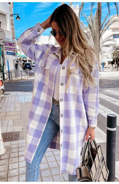 Women'S Long Plaid Shirt, Large Coat - FashionistaDeal