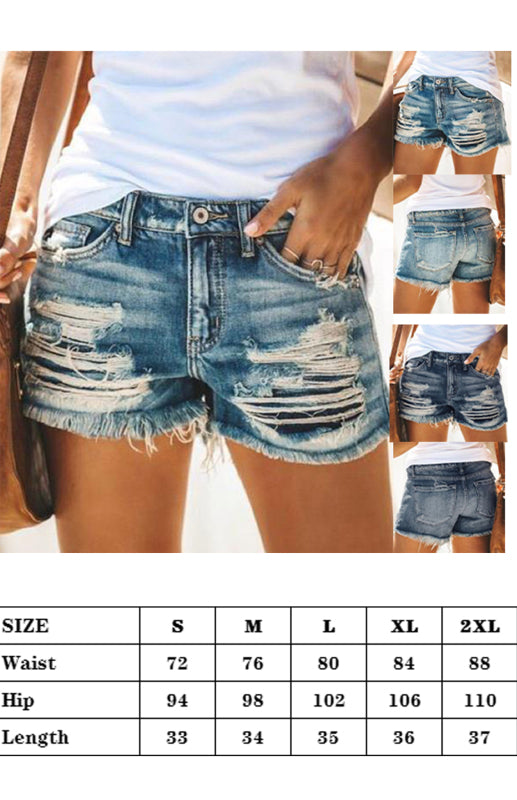 Women's High-Waisted, Fringed, Cut-Out Denim Shorts - FashionistaDeal