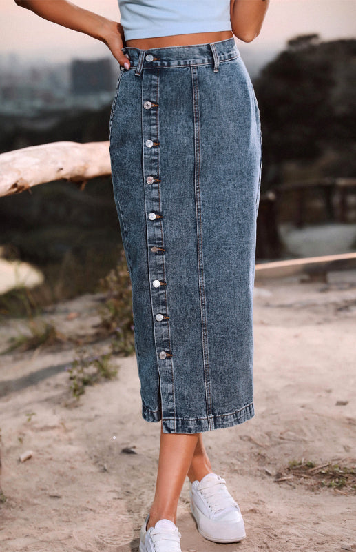 Irregular Split Denim High Waist Skirt - FashionistaDeal