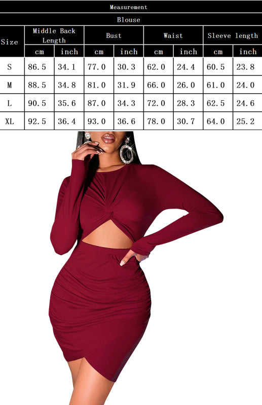 Women's Long-Sleeve Package Hip Dress Cropped Navel Dress - FashionistaDeal