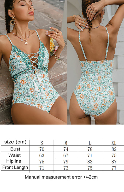 Women's Cutout Print One Piece Swimsuit - FashionistaDeal