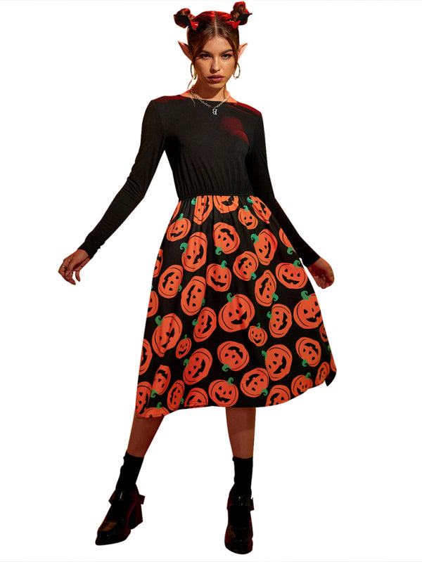 Women's Halloween print swing dress costumes - FashionistaDeal