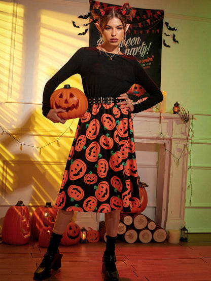 Women's Halloween print swing dress costumes - FashionistaDeal