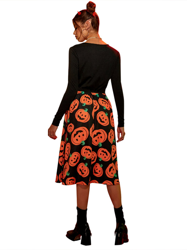 Women's Halloween print swing dress costumes - FashionistaDeal