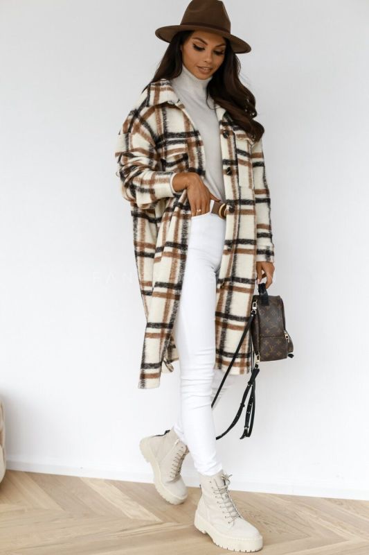 Women’s Plaid Print Long Sleeve Spread Collar Shirt Coat - FashionistaDeal