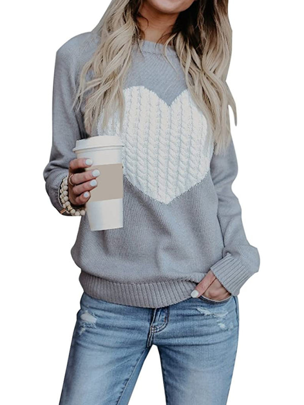 Women's knitted sweater plus size love knitted pullover sweater - FashionistaDeal