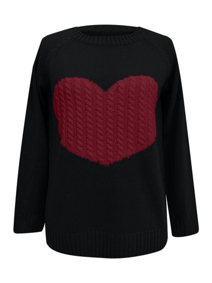 Women's knitted sweater plus size love knitted pullover sweater - FashionistaDeal