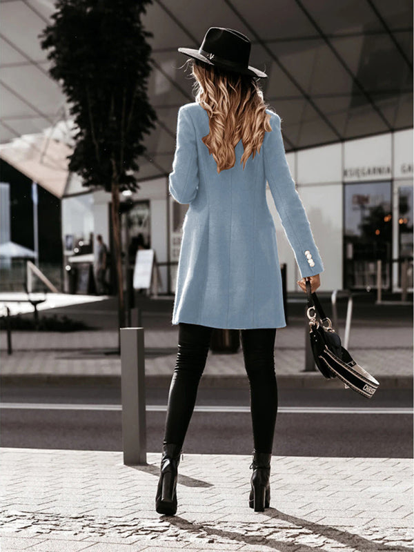 Autumn and winter long sleeve double breasted woolen coat - FashionistaDeal