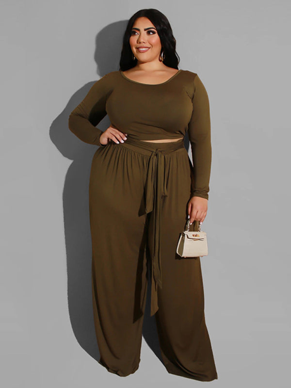 Women's Solid Color Plus Size Lounge Set 2 Piece - FashionistaDeal