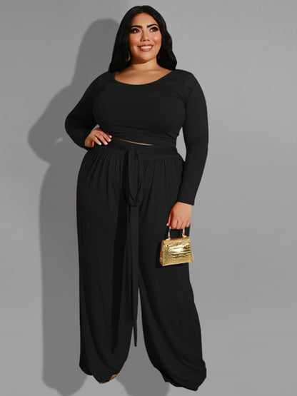 Women's Solid Color Plus Size Lounge Set 2 Piece - FashionistaDeal