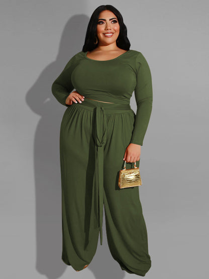 Women's Solid Color Plus Size Lounge Set 2 Piece - FashionistaDeal