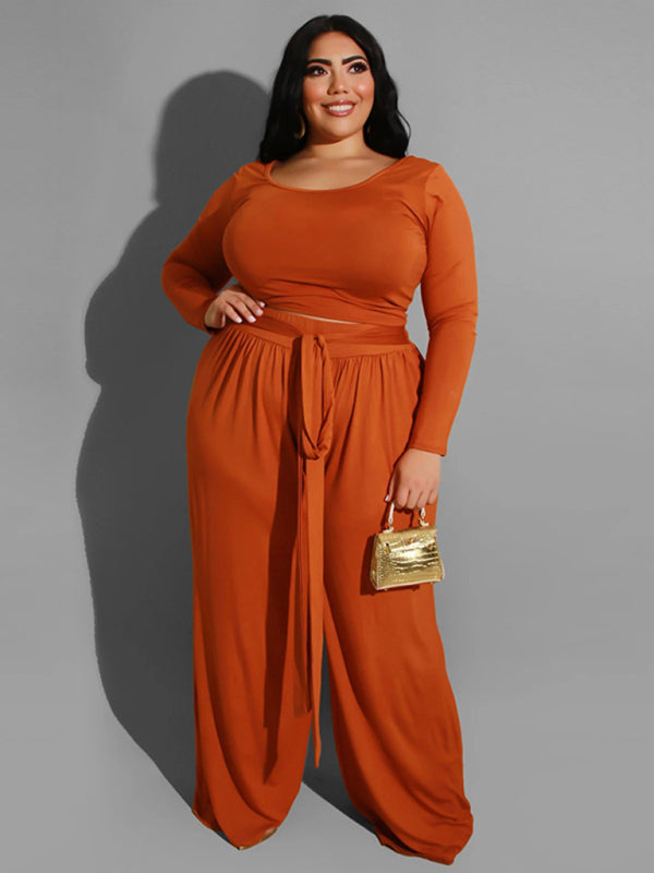 Women's Solid Color Plus Size Lounge Set 2 Piece - FashionistaDeal