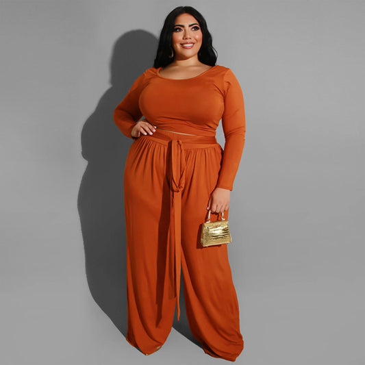 Women's Solid Color Plus Size Lounge Set 2 Piece - FashionistaDeal