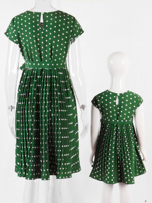 Women's Woven Polka Dot Pleated Midi Dresses - FashionistaDeal