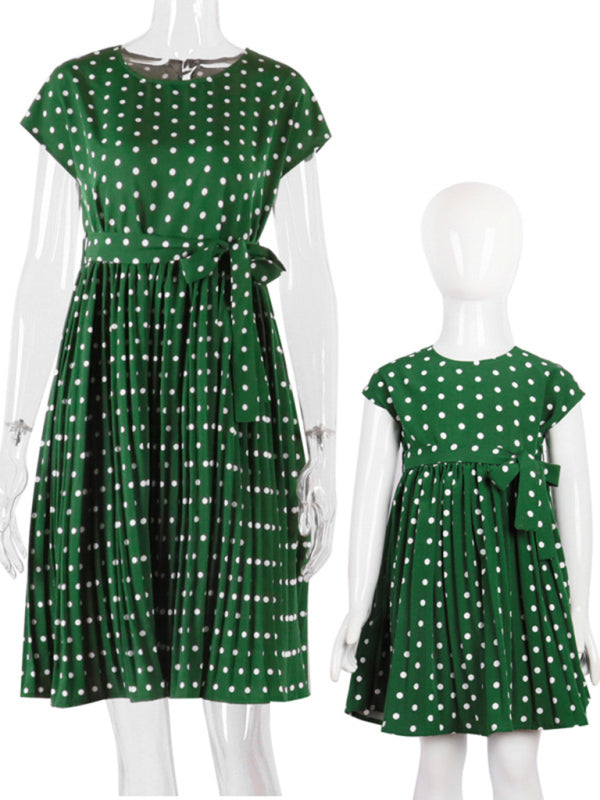 Women's Woven Polka Dot Pleated Midi Dresses - FashionistaDeal