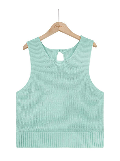 Women's Solid Color Casual Knit Button Vest - FashionistaDeal