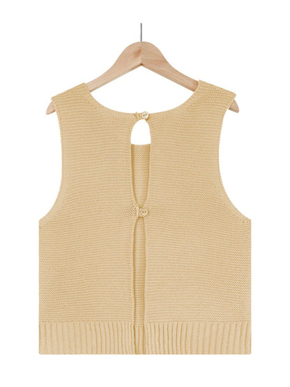 Women's Solid Color Casual Knit Button Vest - FashionistaDeal