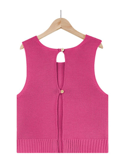 Women's Solid Color Casual Knit Button Vest - FashionistaDeal