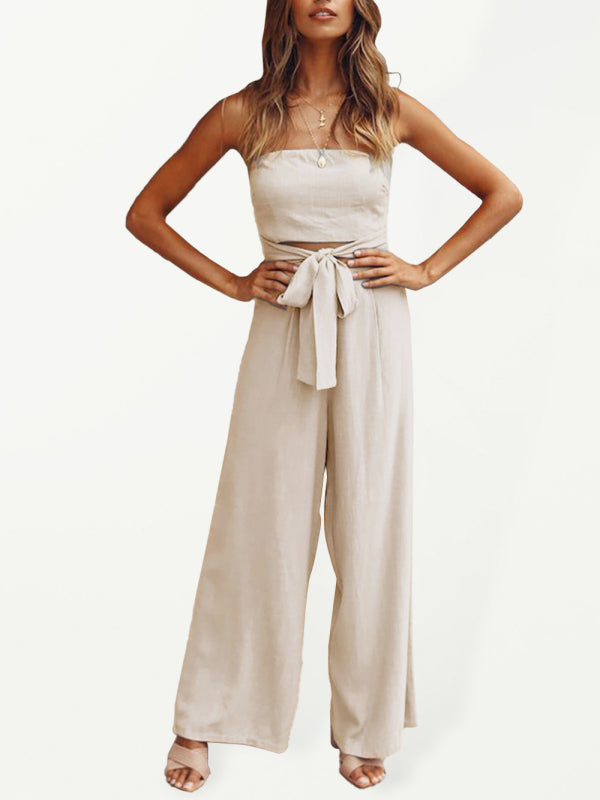 Women's Strapless Tie-waist Jumpsuit - FashionistaDeal