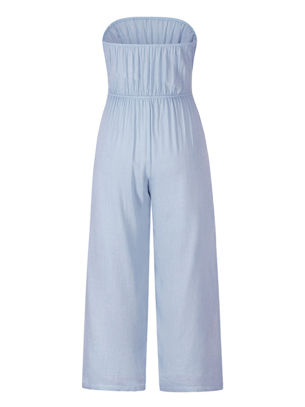 Women's Strapless Tie-waist Jumpsuit - FashionistaDeal