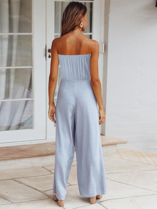 Women's Strapless Tie-waist Jumpsuit - FashionistaDeal