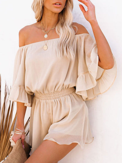 Women's Solid Color Off-the-shoulder Chiffon Romper - FashionistaDeal