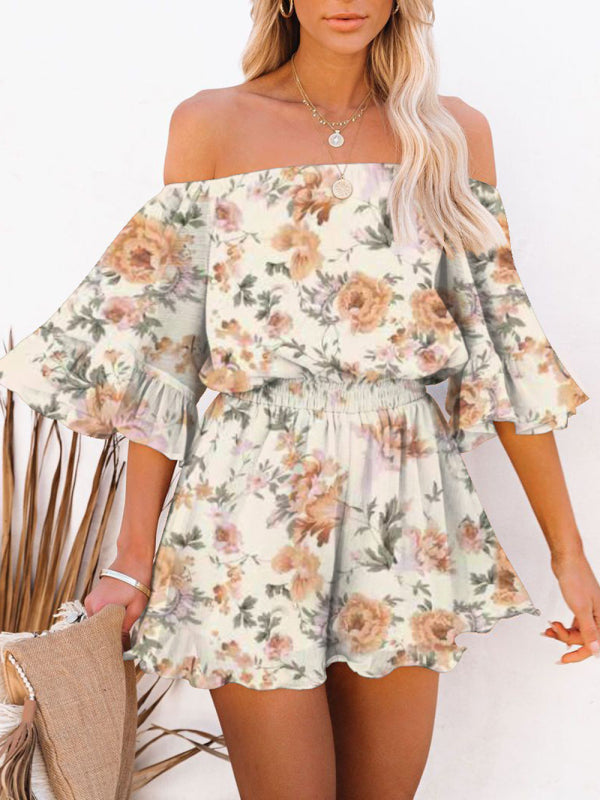 Women's Solid Color Off-the-shoulder Chiffon Romper - FashionistaDeal