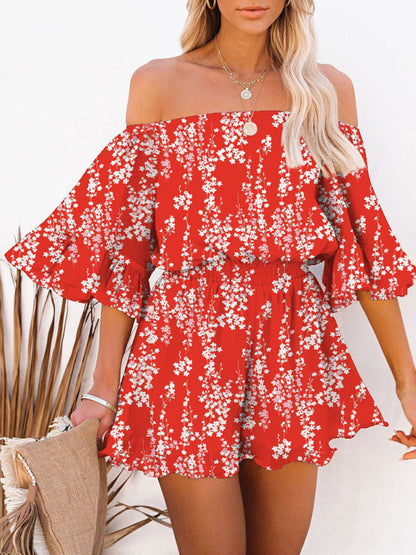 Women's Solid Color Off-the-shoulder Chiffon Romper - FashionistaDeal