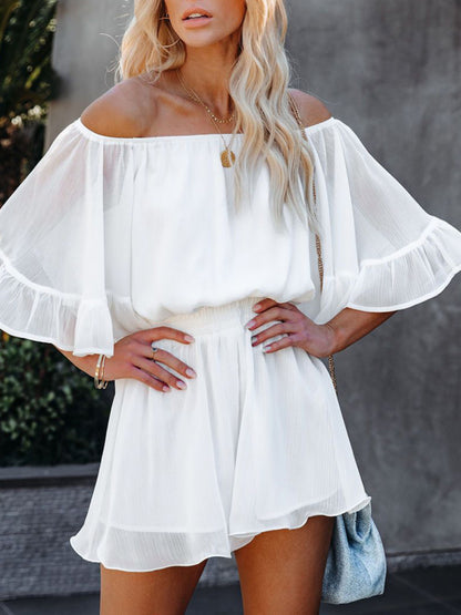 Women's Solid Color Off-the-shoulder Chiffon Romper - FashionistaDeal