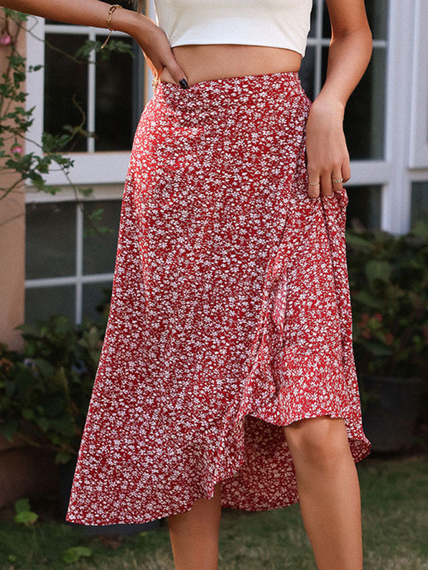 Women's Floral Irregular Ruffle Skirt - FashionistaDeal