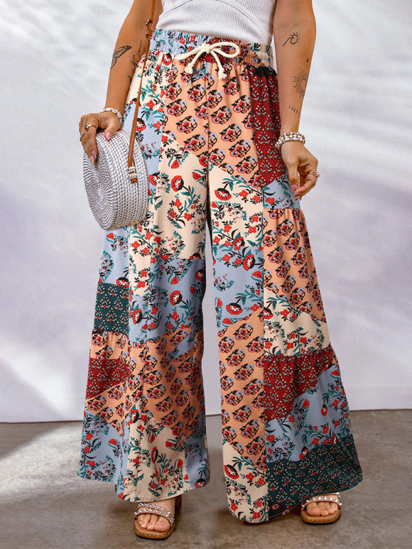 New Loose Floral Colorblock Casual Pants - FashionistaDeal