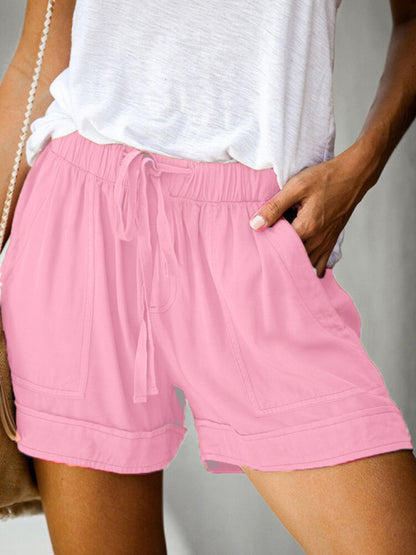 Women's High Waist Lace Up Loose Straight Shorts - FashionistaDeal