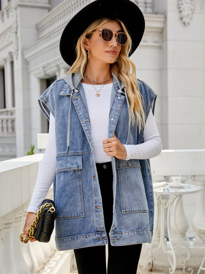 Women's Denim Utility Vest - FashionistaDeal