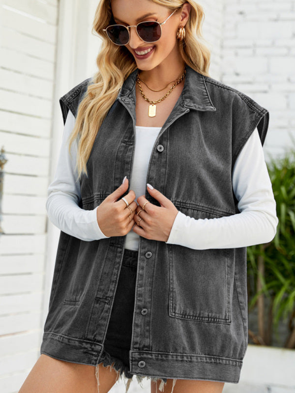 Women's Denim Utility Vest - FashionistaDeal