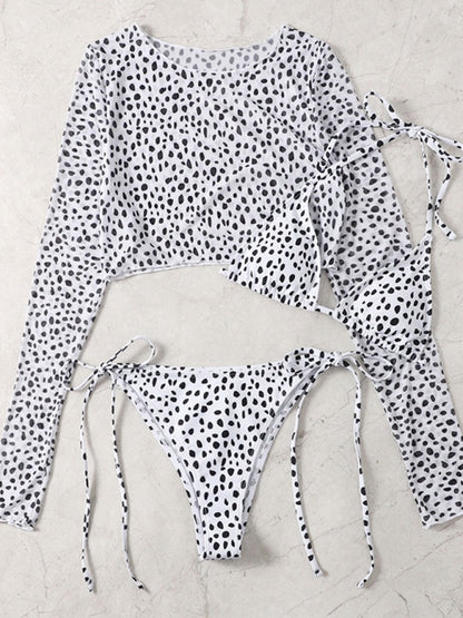 Women's Polka Dot Print Three Piece Bikini Sets - FashionistaDeal