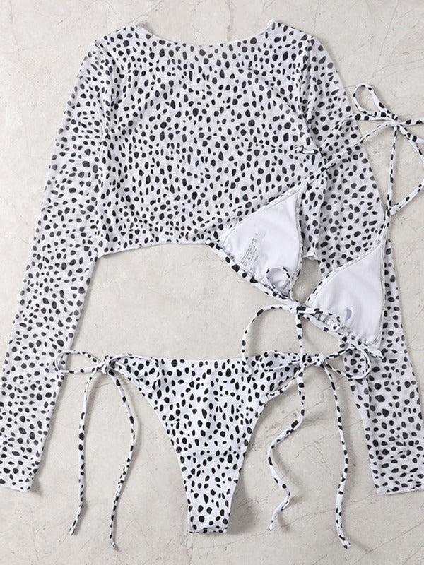 Women's Polka Dot Print Three Piece Bikini Sets - FashionistaDeal