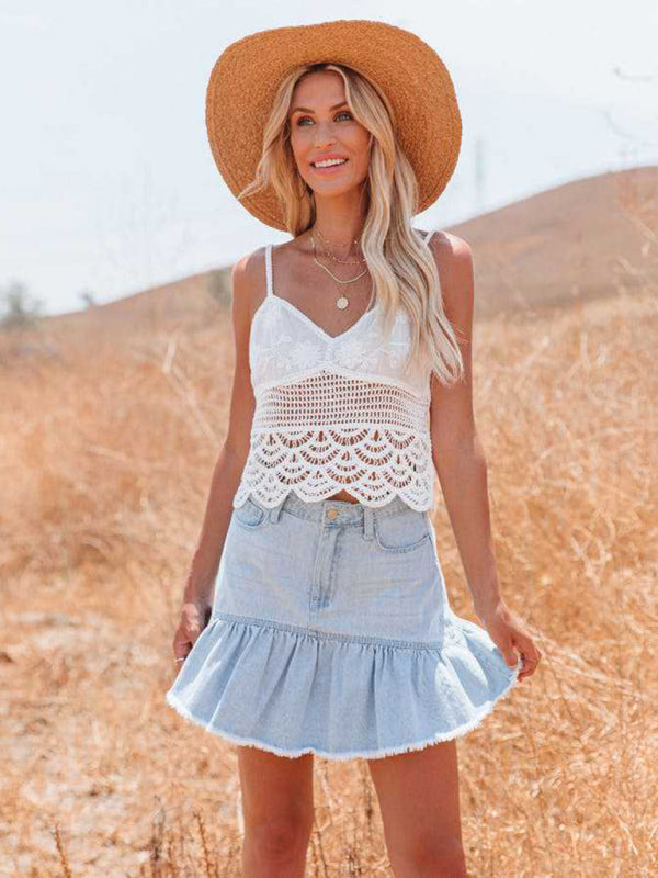 New style washed denim wish pleated skirt for women - FashionistaDeal