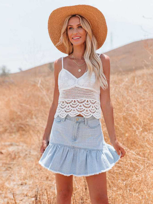 New style washed denim wish pleated skirt for women - FashionistaDeal