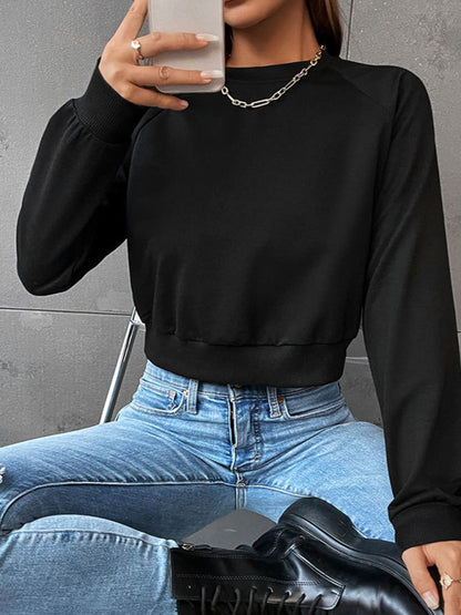 New women's long-sleeved round neck solid color sweater - FashionistaDeal